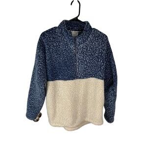 Cozy Emily B XL Two-Tone Sherpa Fleece Pullover Jacket With Half-Zip Design